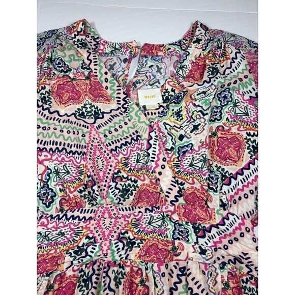 Maeve by Anthropologie Multicolor Siya Kimono Dress Pink Rose Abstract Floral 2 - Picture 10 of 11